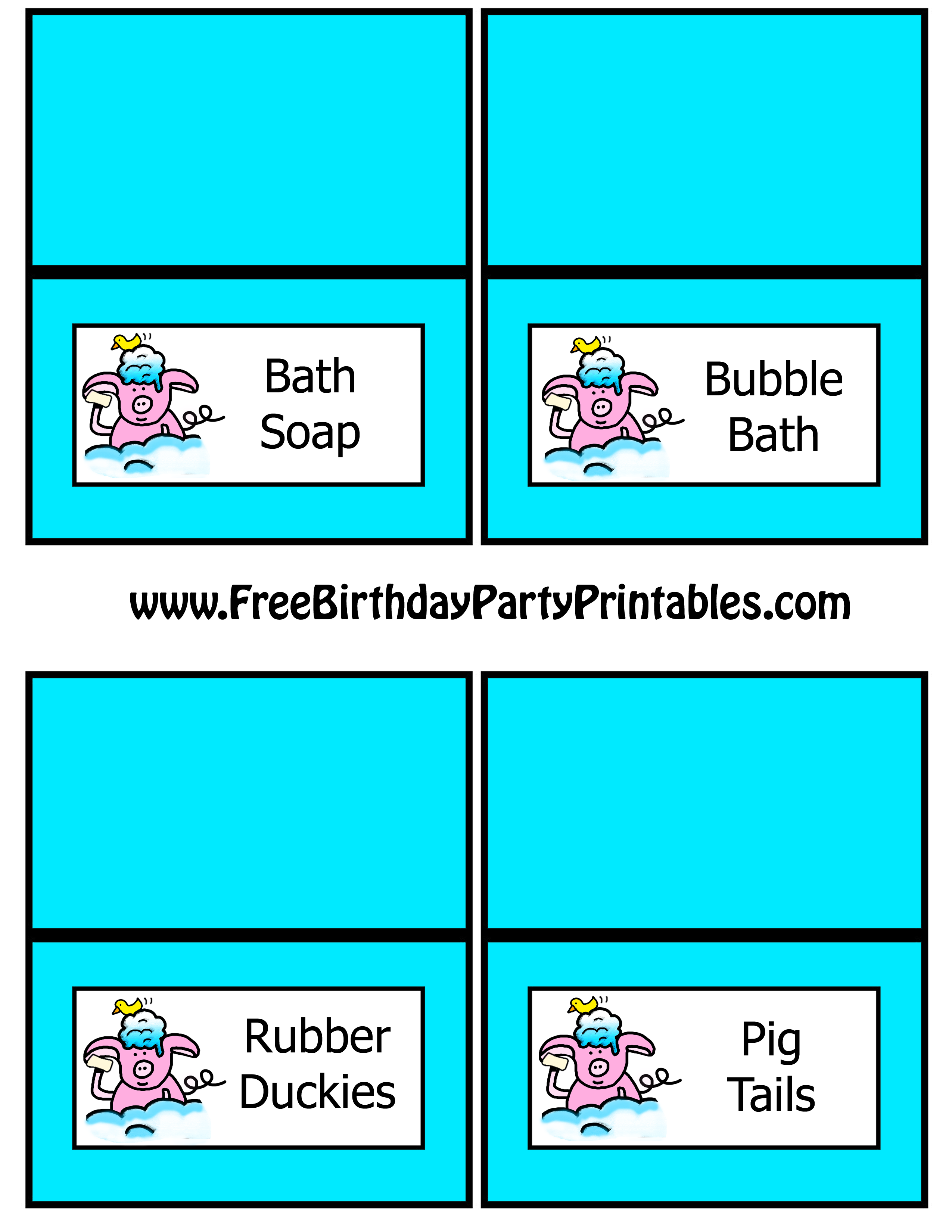 Piggy Bubble Bath Birthday Party Printables